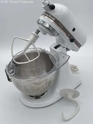 KitchenAid Ultra Power Stand Mixer KSM90PSWH com tigela, batedores e gancho de massa branco - Imagem 1 de 4