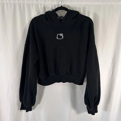 Sudadera con capucha para mujer Hello Kitty X Forever 21 grande negra orejas de gato moño pulóver Foto 1 de 4