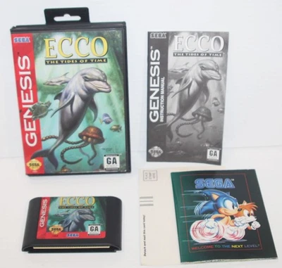 Ecco: The Tides of Time (Sega Genesis, 1994) CIB Complete Vintage Dolphin Game - Image 1 of 4