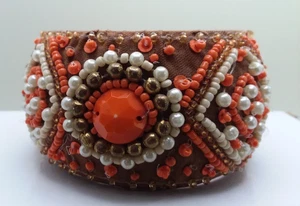 Southwest Design Perlen Armreif Armband braun und orange - Bild 1 von 4