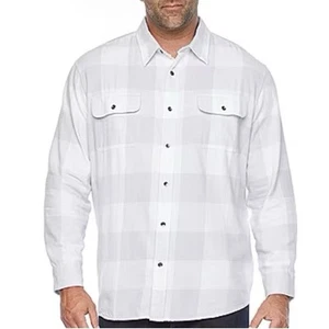 Foundry Mens Big & Tall Flannel Shirt Size 4XL Tall Long Sleeve Plaid Gray Alloy - Picture 1 of 2