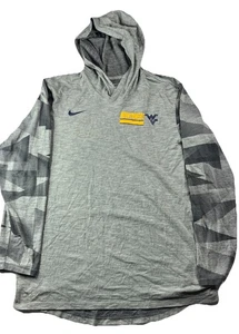 Nike Dri-Fit West Virginia Mountaineers Long Sleeve Hoodie Shirt (Men's L) Gray - Picture 1 of 6