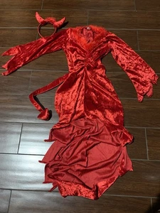 Jugend Medium 8/10 Halloween Teufel Kleid mit angenähtem Schwanz Kostüm-Cosplay EUC - Bild 1 von 6