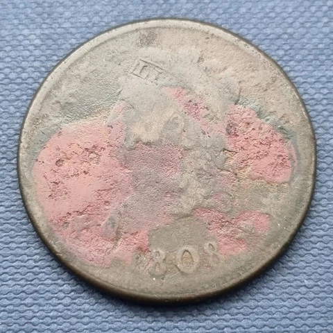 1808 Classic Head Large Cent 1c Circulated Corroded #50136 Cover
