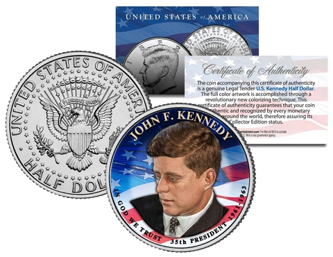 PRESIDENTIAL $1 JOHN F KENNEDY on Colorized 2015 JFK Half Dollar U.S. Coin Cover