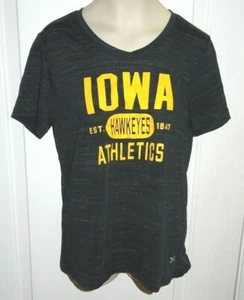 Under Armour Short Sleeve T-Shirt Black Gold V-Neck Iowa Hawkeyes Sz YLG KH - Picture 1 of 5
