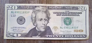 20 dollar bill birthday note March 1 1933 serial number 03011933 - Picture 1 of 3