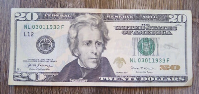 20 dollar bill birthday note March 1 1933 serial number 03011933 - Image 1 of 3