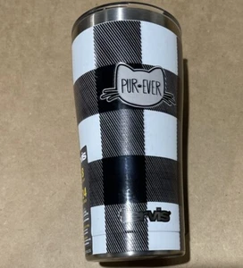 Tervis ~ Triple Walled 20 oz Insulated Tumbler ~ Pur - Ever Cat Plaid 🐱 ~New~ - Picture 1 of 4