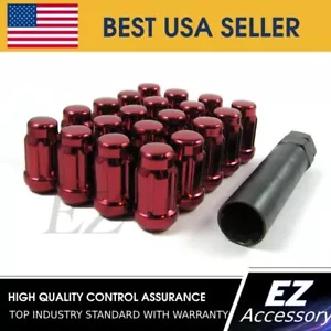 20 Pc Set Spline Tuner Lug Nuts ¦ 12x1.25 ¦ Red for Infiniti Subaru - Picture 1 of 3