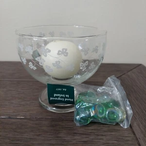 Eamon Irish Hand Engraved Ireland Pedestal Footed Glass Bowl 4.5” X 4” In Box - Picture 1 of 11