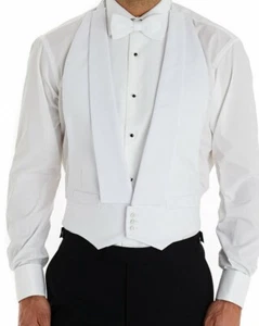 Mens LA Smith White Marcella Dress Backless Wedding Waistcoat Vest 100% Cotton - Picture 1 of 20