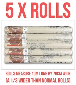 Exclusive Auction: 5 Rolls of Ornate Sweeping Leaf/Scroll Pattern Wallpaper - Picture 1 of 4