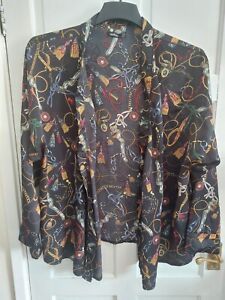 Boohoo Kimono Style Thin Edge To Edge Loose Jacket Black Tassels Chains  Uk 24