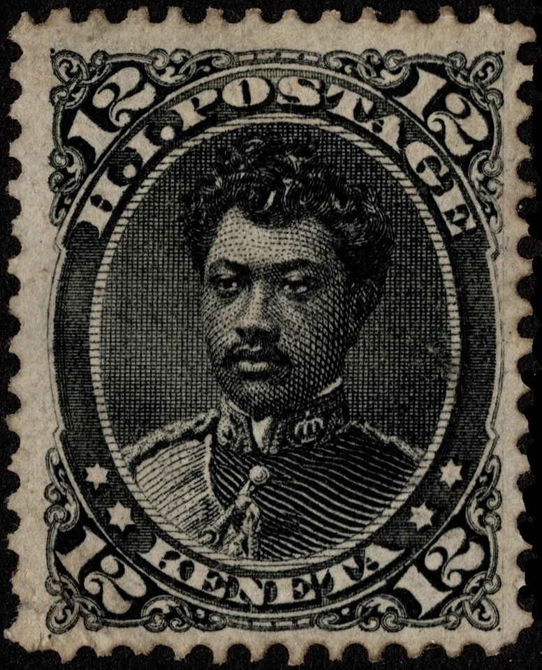 Estampilla de Hawaii Scott # 36 como nueva 12 centavos edición negra del príncipe William Pitt Leleiohoku Foto 1 de 1