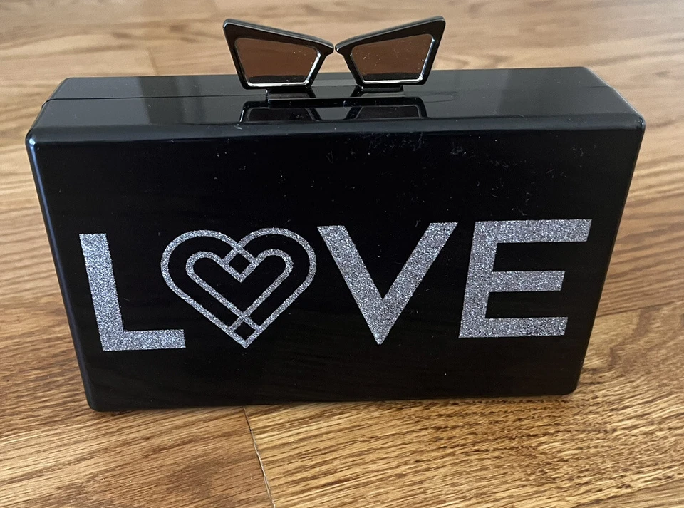 Love Bravery Lady Gaga & Elton John Love Acrylic Black Clutch Handbag - Image 1 of 4