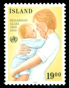 1988 Organizzazione Mondiale della Sanità, OMS, infermiera con bambino, Islanda, 694, nuovo di zecca - Foto 1 di 2