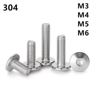 304 Stainless Steel Umbrella Mushroom Shape Hex Socket Bolts Screws M3 M4 M5 M6 - Picture 1 of 12