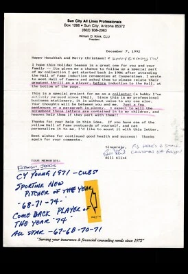 FAN LETTER RESPONSE - HOF FERGIE JENKINS RE: GREATEST THRILL, BAS CERTIFIED - Image 1 of 2