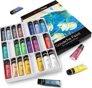 Gouache Verf Set van Jeece Finest - 24x18ml Niet-toxische Premium Quality Paint - Picture 1 of 9