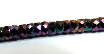 50 Pcs ~ 6mm x 3mm ~ PURPLE IRIS ~ FACETED RONDELLES ~ ROUND GLASS BEADS - Image 1 of 2