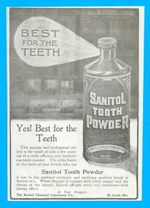 1906 SANITOL Tooth Powder DENTIST toothpaste antique PRINT AD St. Louis dental - Picture 1 of 3