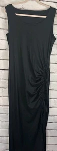 Women's Size XL Black Sleeveless Long Bodycon Ruched Dress - Picture 1 of 5