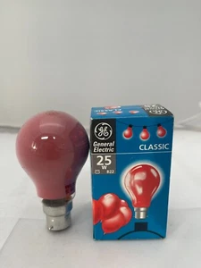 25W GE Red Incandescent Coloured Dimmable GLS Light Bulb Lamp Bayonet BC B22 - Picture 1 of 2