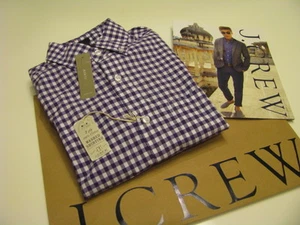 Neu mit Etikett J. Crew SECRET WASH HEMD FÜR HERREN IN MEDIUM GINGHAM kräftiges Lila GR. XSmall - Bild 1 von 11