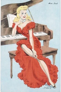 Costume Kropp Pin Up Miss Piombo Bionda Al Pianoforte In Rosso Flamenco 1950 - Foto 1 di 2