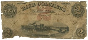 Banco de Columbus Georgia 1856 $2 GA (L2965) - Imagen 1 de 2