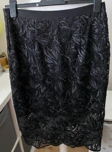 Coast Black Lace And Sequin Lined Skirt Size 12 - Picture 1 of 3