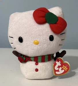 NEW TY Beanie Babies 6” Hello Kitty Snowman Stuffed Animal Plush - Picture 1 of 2