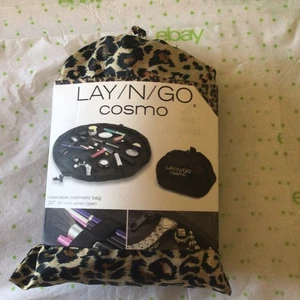 lay-n-go cosmo drawstring cosmetic makeup bag Cheetah Print NIP - Picture 1 of 3