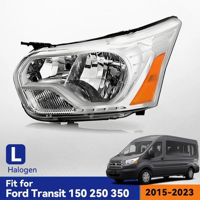 For 2015-2023 Ford Transit 150 250 350 Chrome Halogen Headlight W/Bulb LH Driver - Image 1 of 4