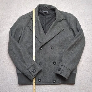 H&M Double Breasted Jacket Mens UK 40 Eur 50 Grey Button Up Coat Warm Wool - Picture 1 of 13