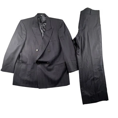 Traje Bartolini 2 Piezas Para Hombres 42S Chaqueta Rayas Doble Pecho Azul Marino W36xL27.5 Pantalones Foto 1 de 4