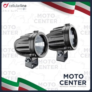 KIT FARETTI LED MOTO 10W SPOT AUSILIARI INTERPHONE CELLULAR LINE CON OMOLOGAZION - Picture 1 of 8