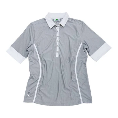 Polo XDS Daily Sports gris a rayas manga corta pulóver para mujer grande Foto 1 de 3