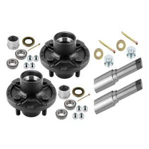 2 Trailer Axle Kits with 4 on 4" Bolt Idler Hub and 1" Round BT8 Spindle A9 - Picture 1 of 8