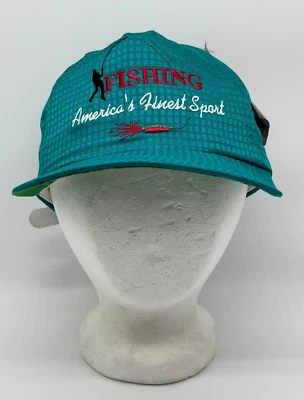 Vintage Supplex Fishing Strapback Hat NWT  DEADSTOCK Teal Nylon USA - Image 1 of 4