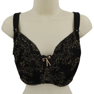 Sujetador Fantasie 32HH Dorado Negro Floral Encaje con Aros Estilo Lazo FL2411BLK Foto 1 de 4