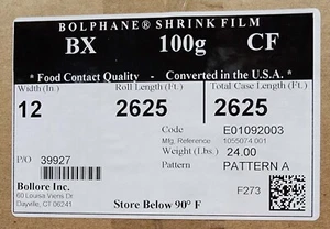 Bollore Bolphane BX - CF 100g 12" x 2625' Multipurpose Food Grade Shrink Film - Picture 1 of 5