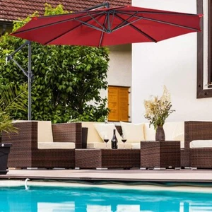 10FT Patio Umbrella Polyester Offset Hanging Outdoor Market Umbrella Cantilever - Picture 1 of 7