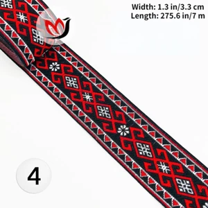 7m Ethnic Fabric Ribbon Embroidered Floral Trimming Sewing for Costume Decor DIY - Picture 1 of 25