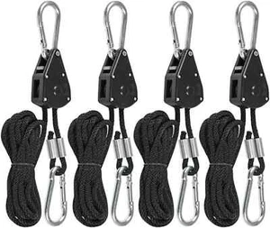 4x Grow Seilzug Lampen Aufhänger Stufenlos bis 1,7m Rope Ratchet Ratsche - Bild 1 von 5