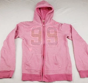 So Full Zip Girls Hoodie Size 14 Number 99 Pink Sequence Rhinestones - Picture 1 of 12