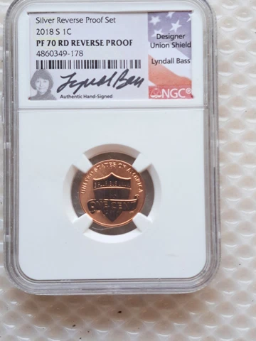2018-S PF70 LINCOLN CENT REVERSE PROOF NGC RD LYNDALL BASS SIGNED FREE SHIP Cover