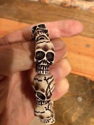 Goth Style White/Black Chunky Resin Skeleton Bracelet with Stretchable Band - Image 1 of 4