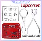 Dental Rubber Dam Frame Perforator Puncher Clamps Forceps Plier Barrier Clip Kit